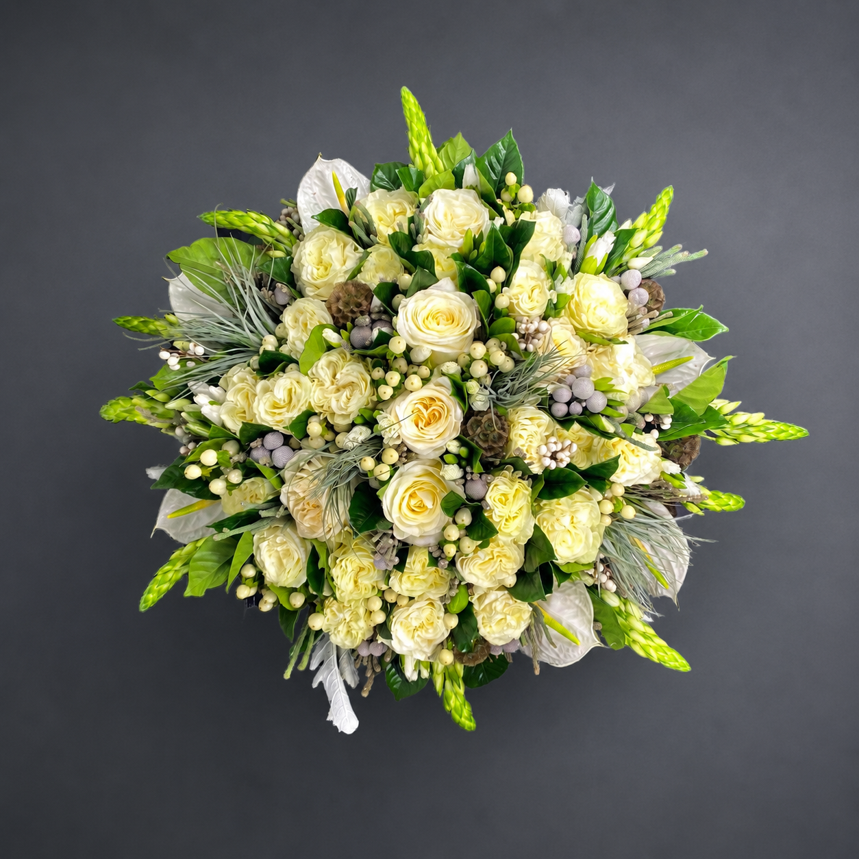 Single bud vase with dark gothic floral styling